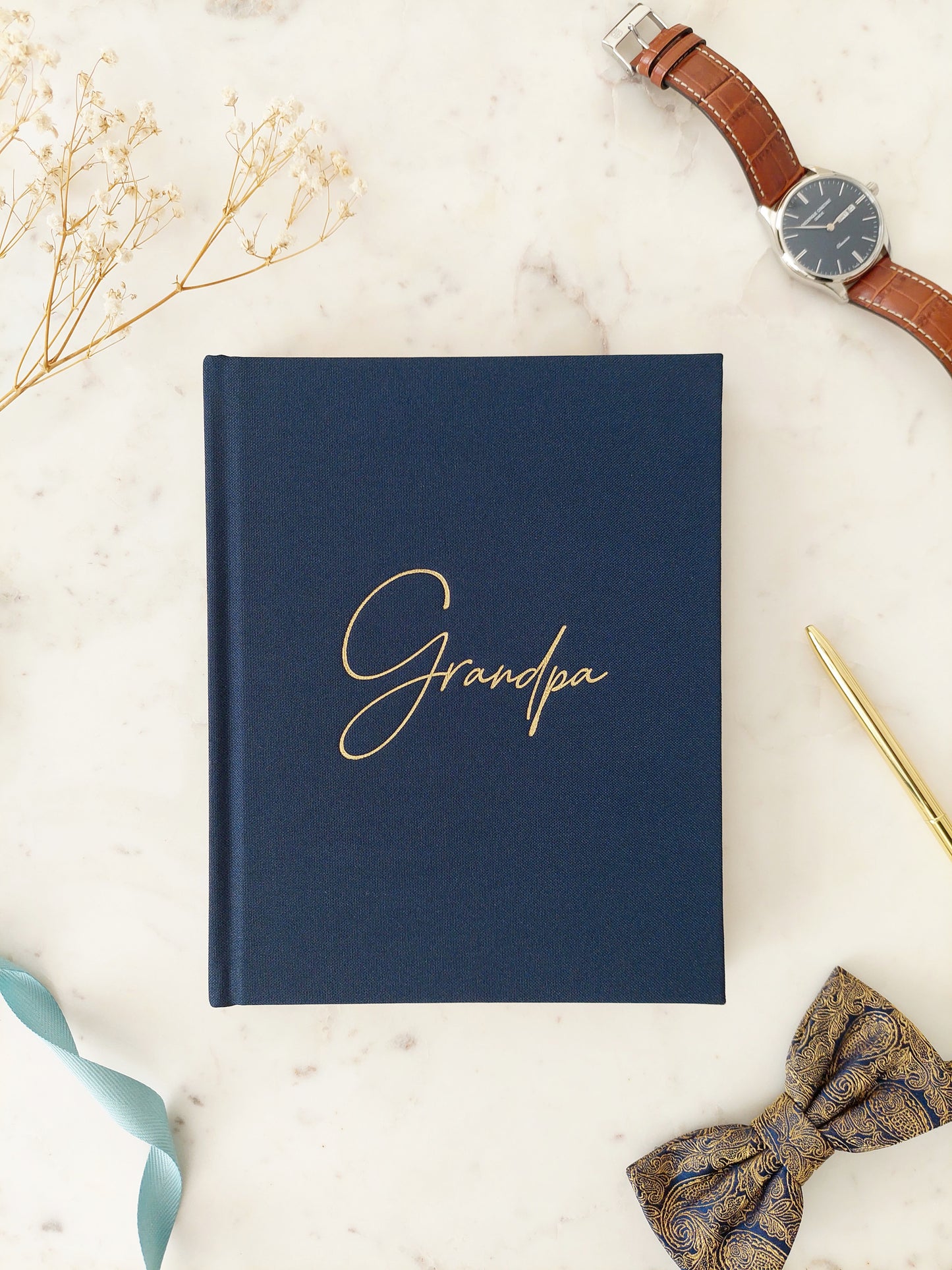 GRANDPA Memory Journal - NAVY Linen