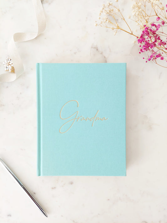 GRANDMA Grandparent Memory Journal - AQUAMARINE Linen