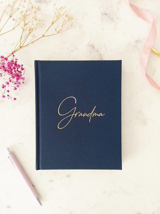 GRANDMA Grandparent Memory Journal - NAVY Linen